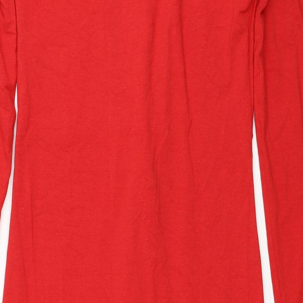 H&M Womens Red Cotton Tank Dress Size L Round Neck Pullover