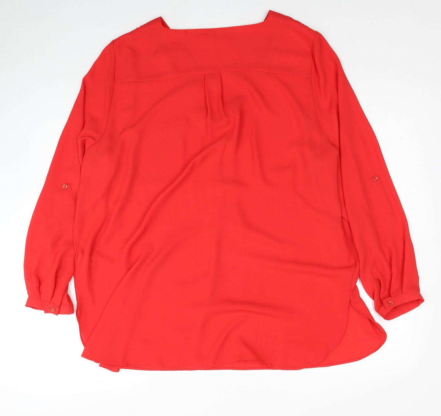TU Womens Red Polyester Basic Blouse Size 18 V-Neck