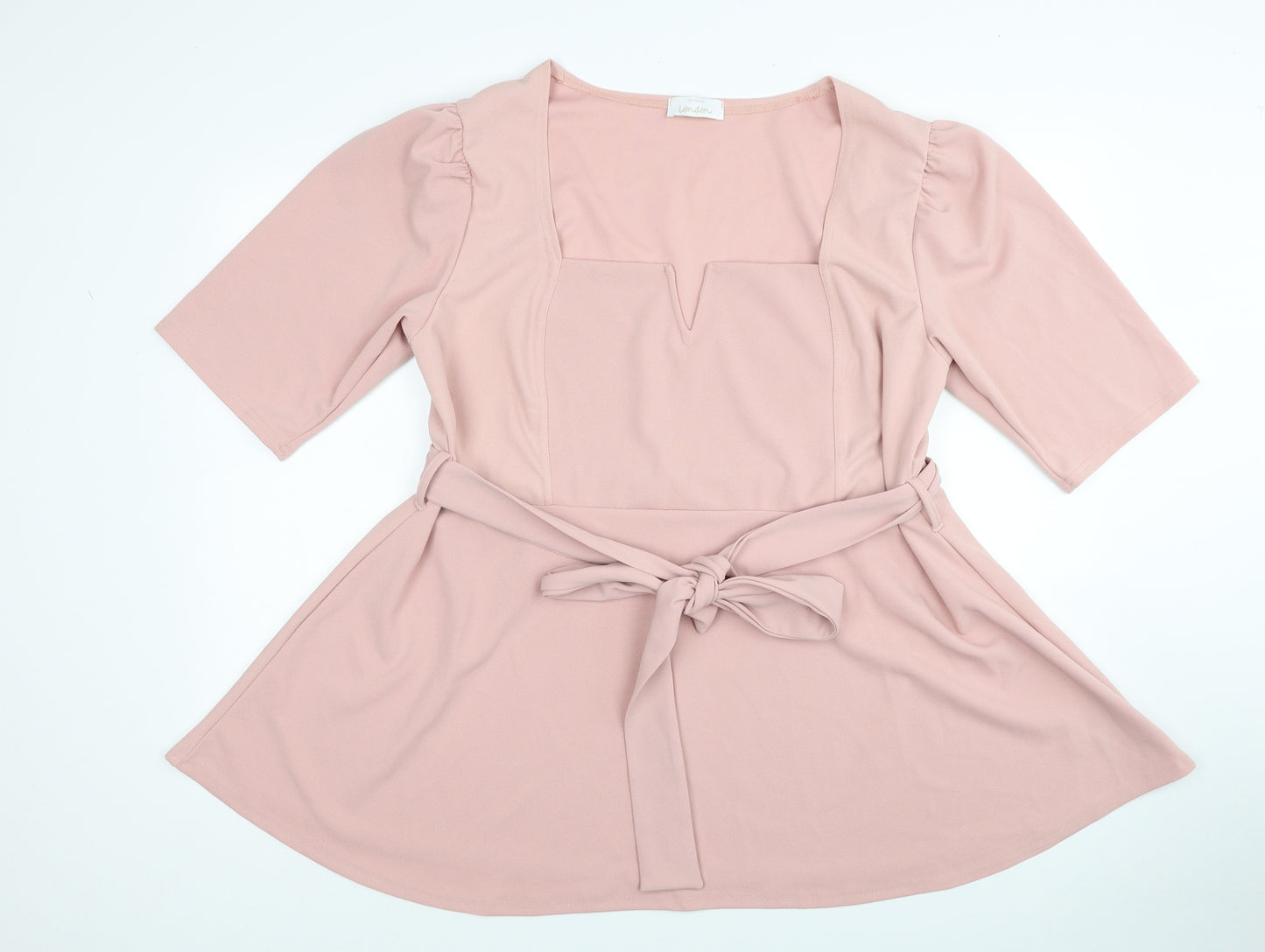 Love Yours Womens Pink Polyester Skater Dress Size 22 Square Neck Pullover