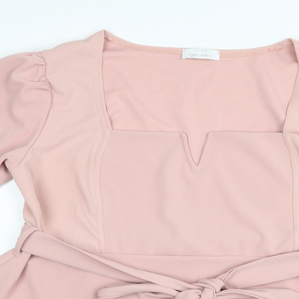 Love Yours Womens Pink Polyester Skater Dress Size 22 Square Neck Pullover