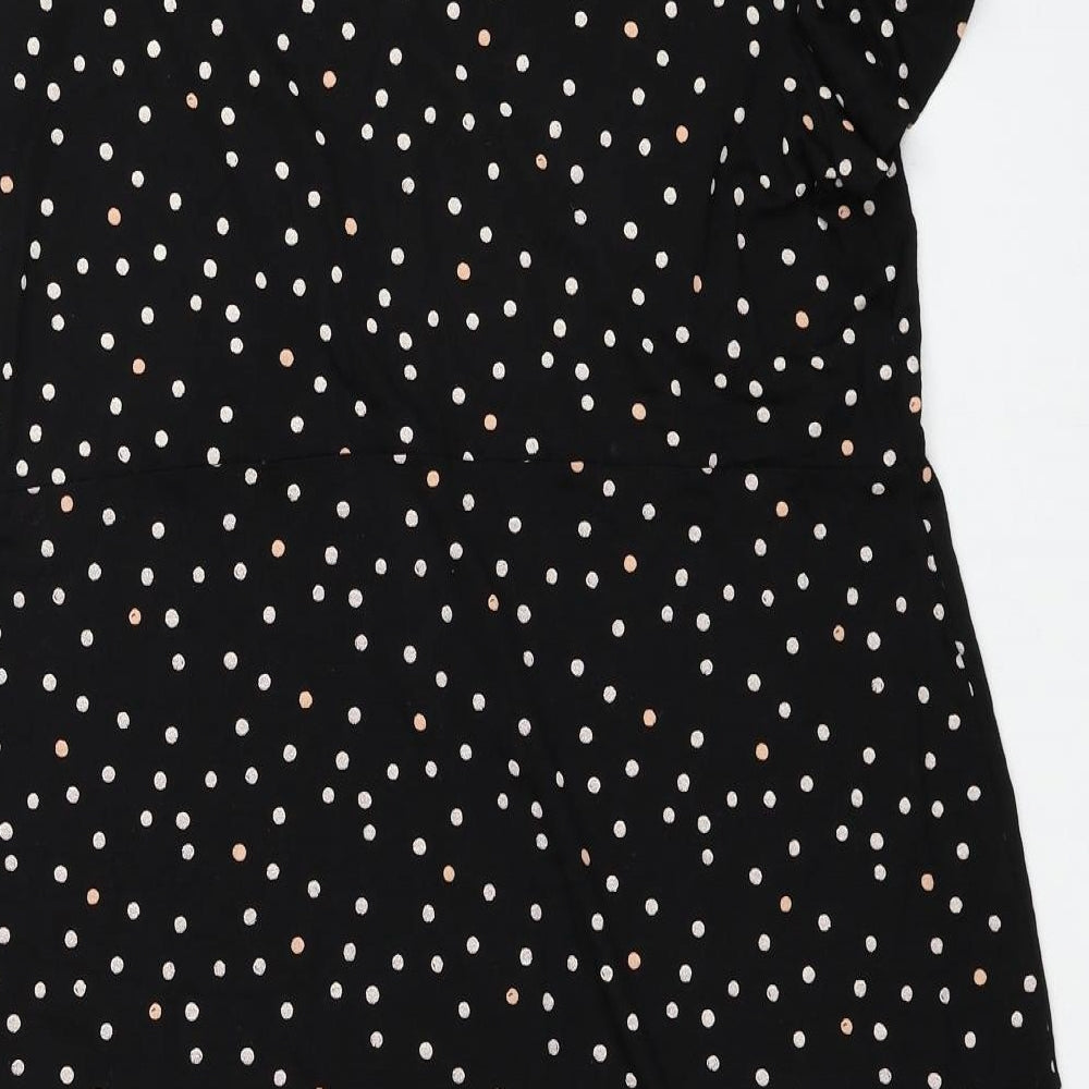 NEXT Womens Black Polka Dot Viscose A-Line Size 18 V-Neck Pullover