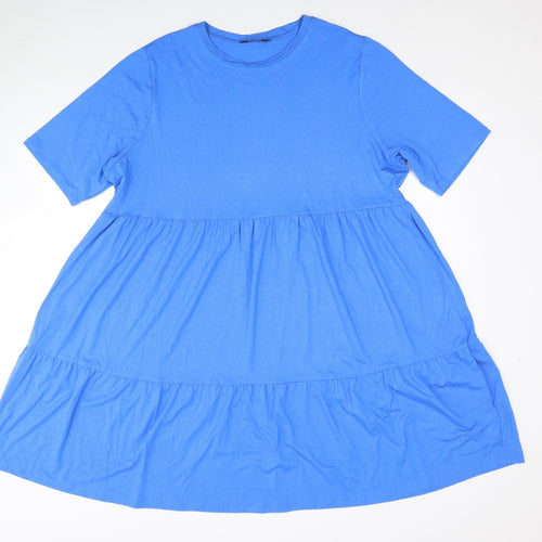 Marks and Spencer Womens Blue Viscose Skater Dress Size 18 Round Neck Pullover