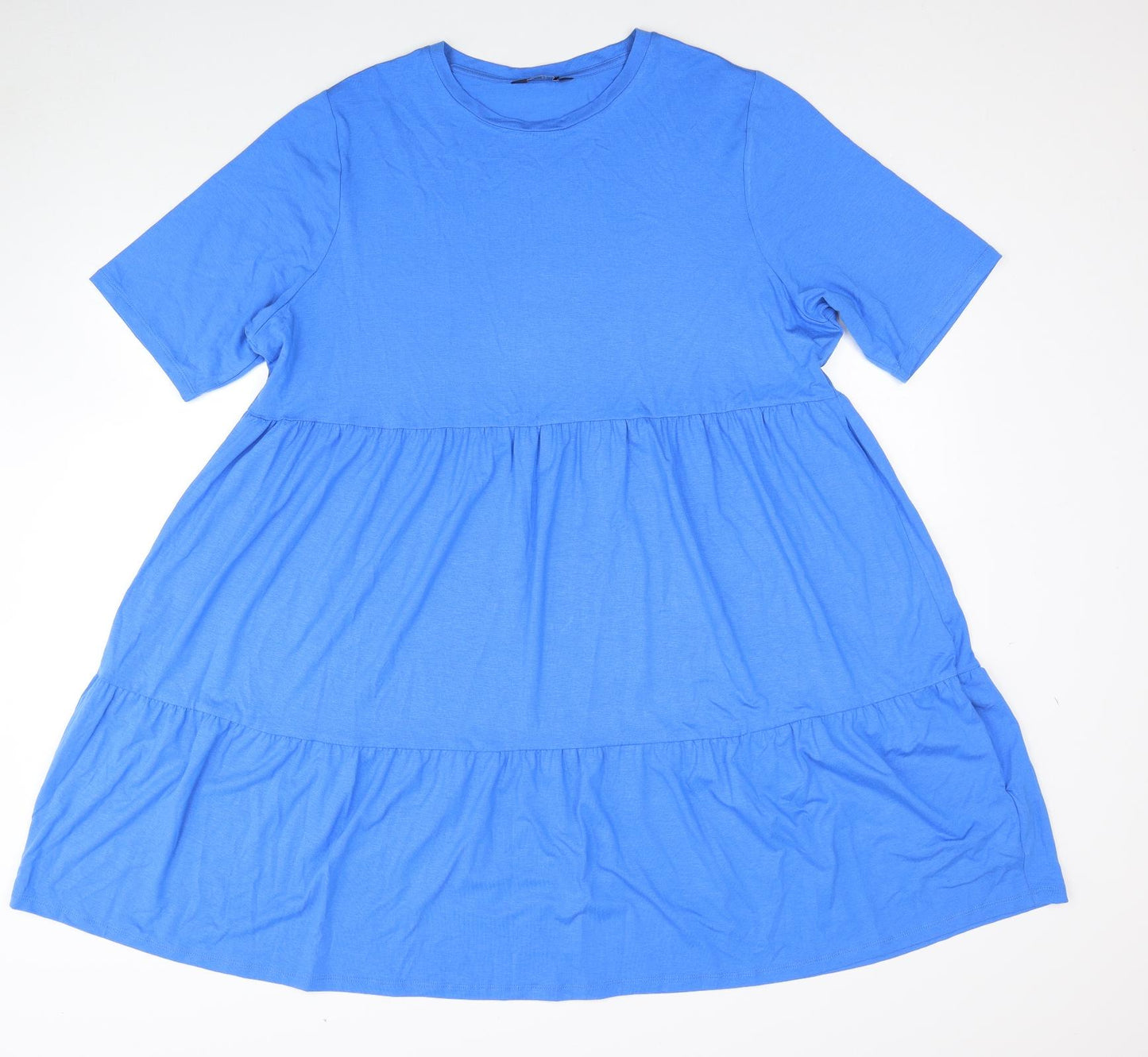 Marks and Spencer Womens Blue Viscose Skater Dress Size 18 Round Neck Pullover