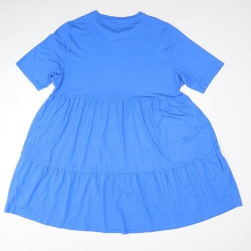 Marks and Spencer Womens Blue Viscose Skater Dress Size 18 Round Neck Pullover