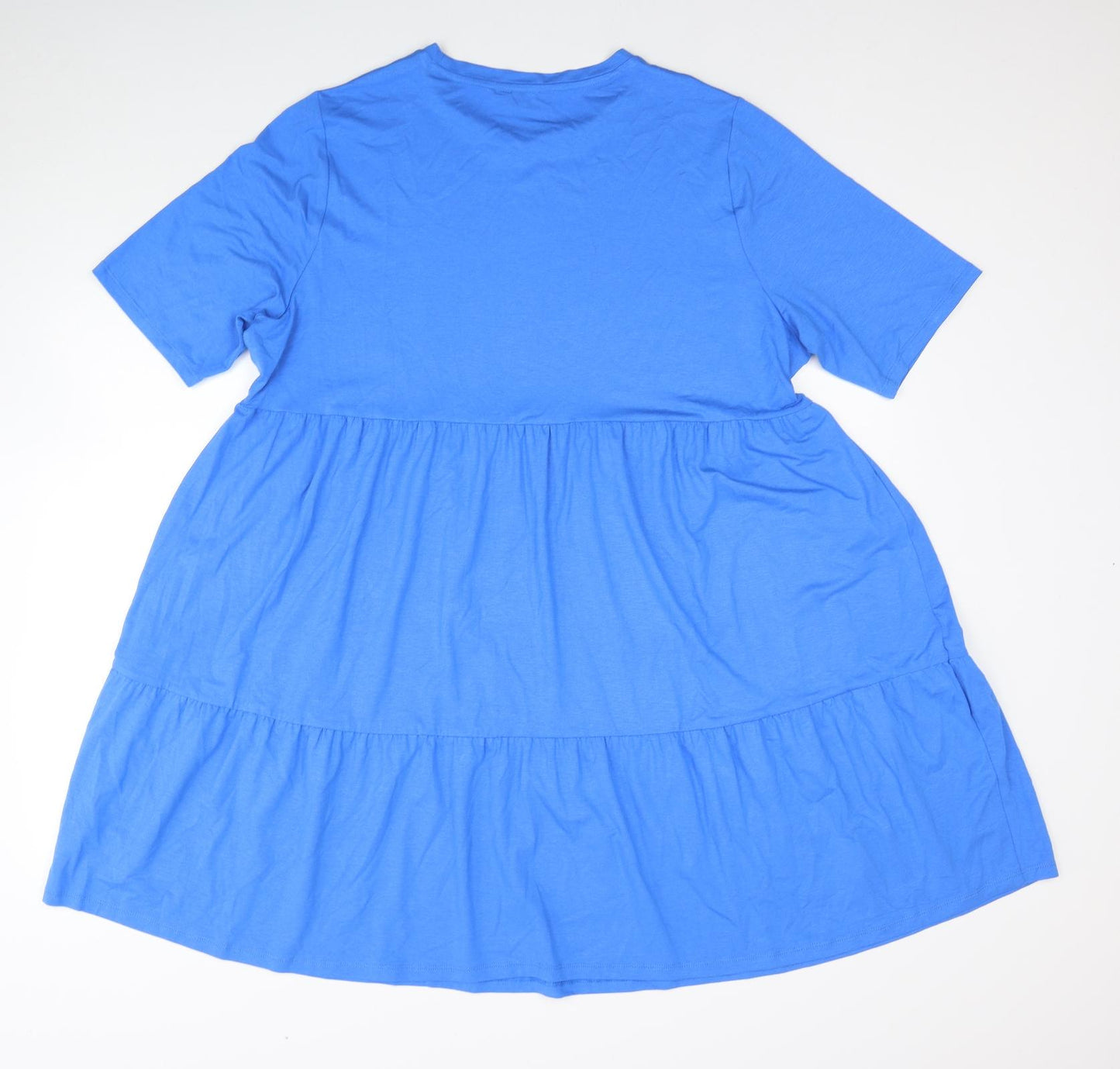 Marks and Spencer Womens Blue Viscose Skater Dress Size 18 Round Neck Pullover