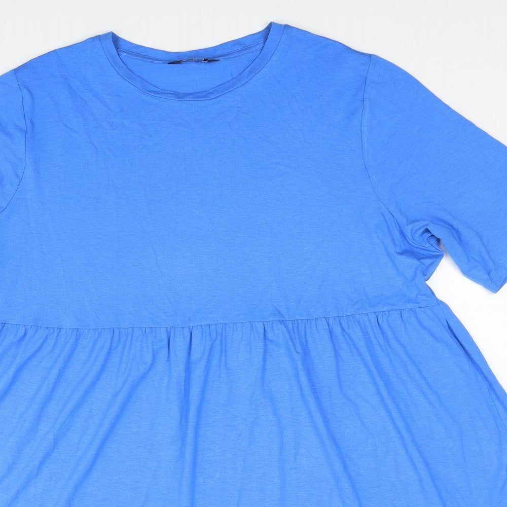 Marks and Spencer Womens Blue Viscose Skater Dress Size 18 Round Neck Pullover