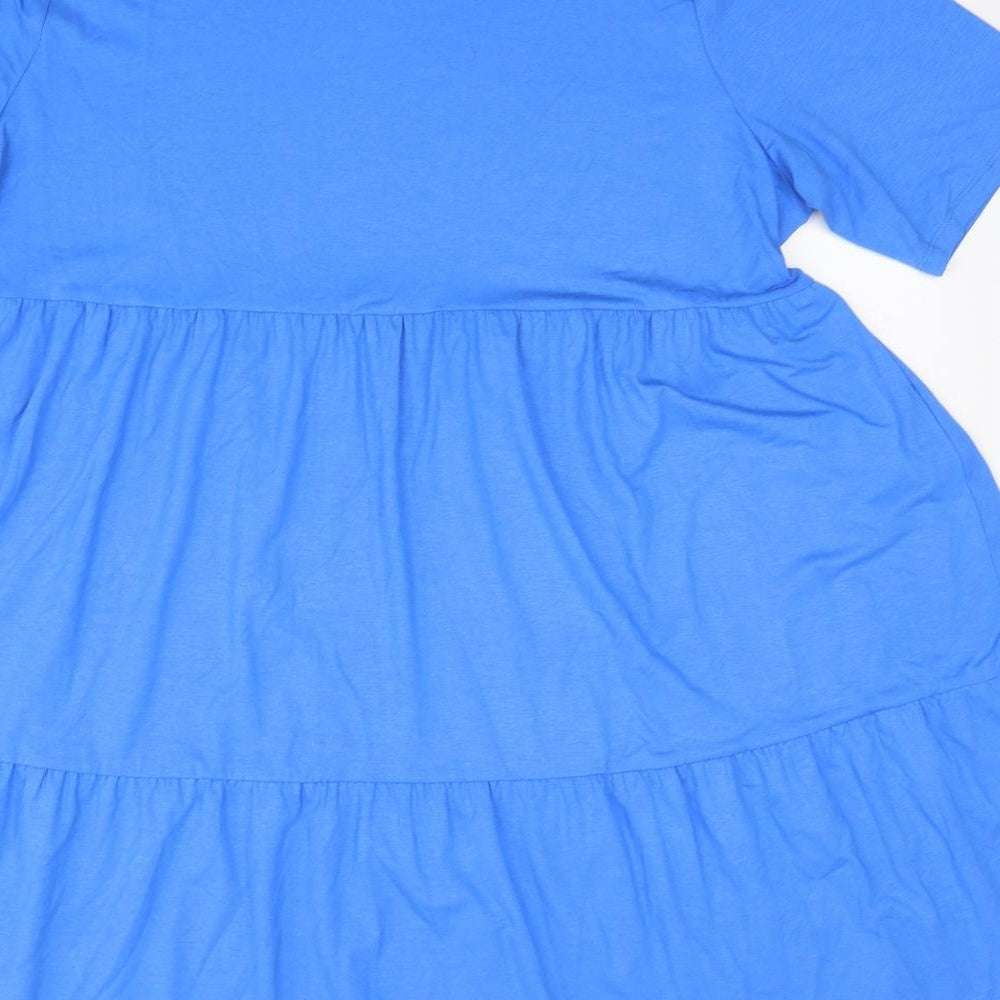 Marks and Spencer Womens Blue Viscose Skater Dress Size 18 Round Neck Pullover