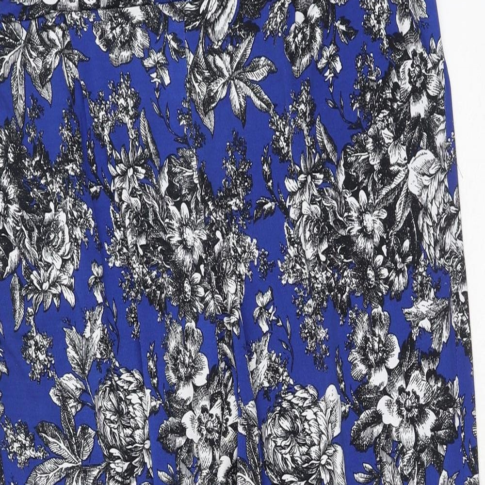 Lavita Womens Blue Floral Polyester Capri Trousers Size 14 Regular