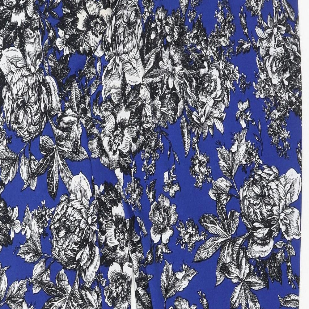 Lavita Womens Blue Floral Polyester Capri Trousers Size 14 Regular