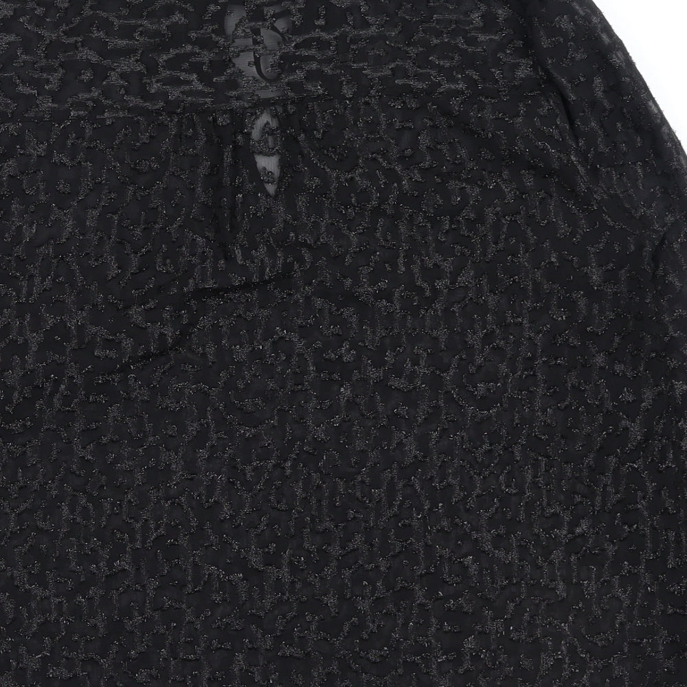 Marks and Spencer Womens Black Animal Print Polyester Basic Blouse Size 12 Collared