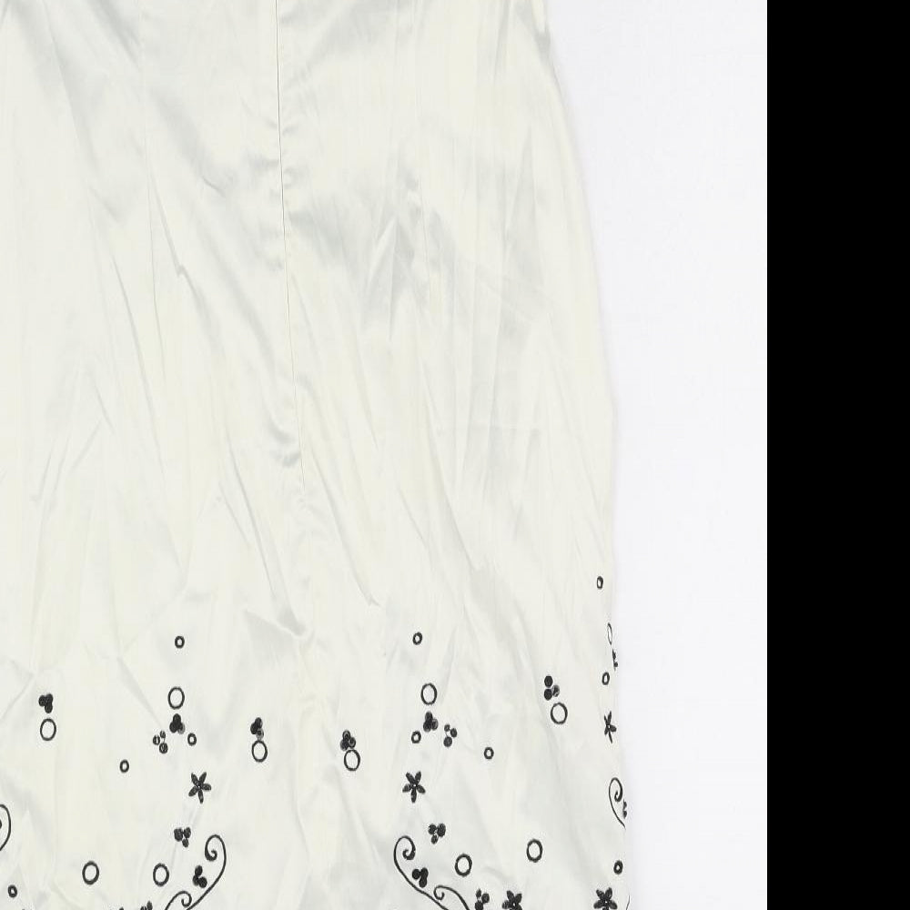 Jane Norman Womens White Polyester Shift Size 12 Off the Shoulder Zip - Floral