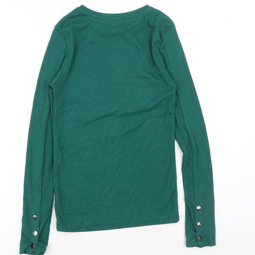 Stradivarius Womens Green Polyester Basic Blouse Size S Boat Neck - Ribbed