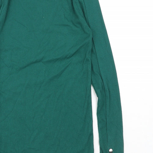 Stradivarius Womens Green Polyester Basic Blouse Size S Boat Neck - Ribbed