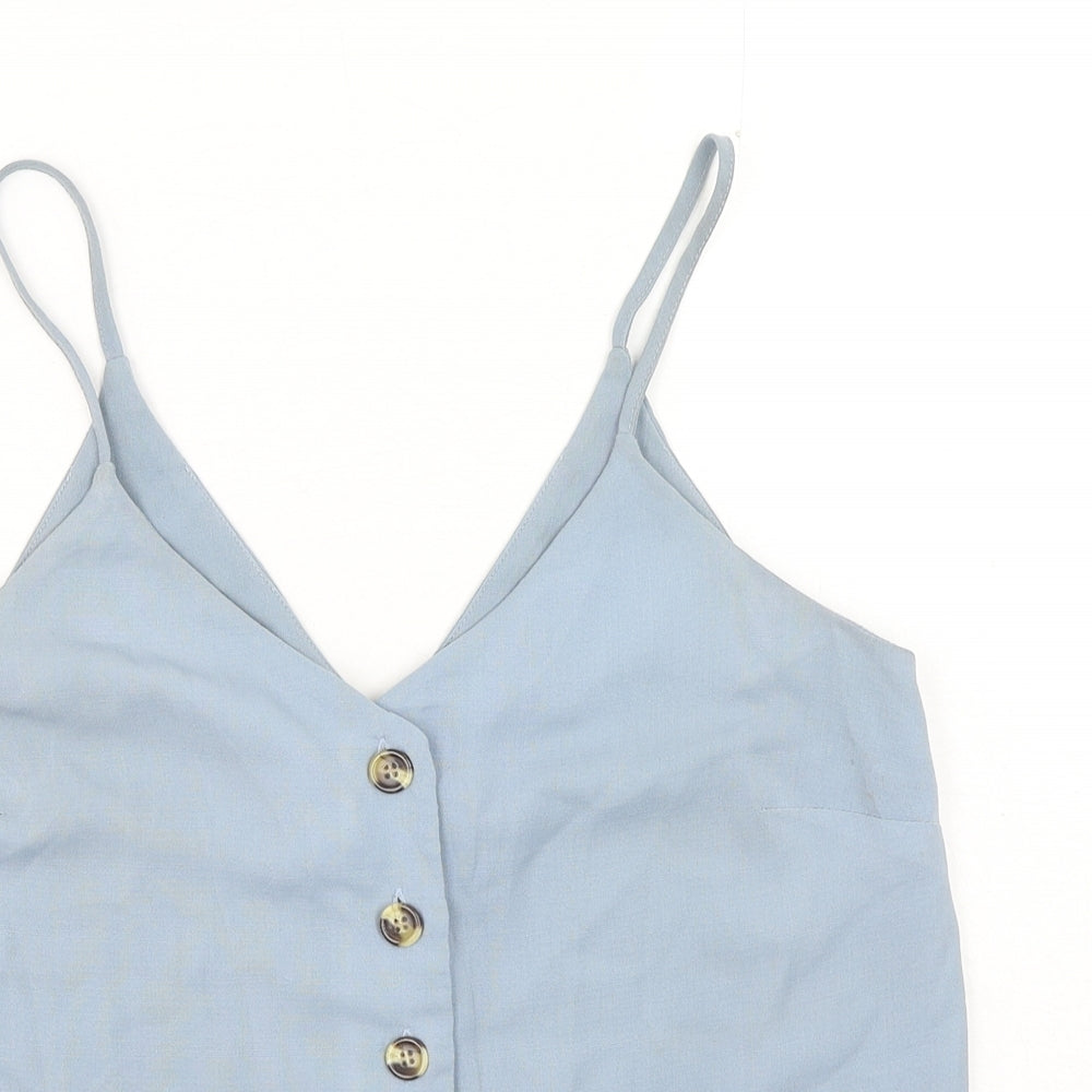 New Look Womens Blue Polyester Camisole Tank Size 10 V-Neck