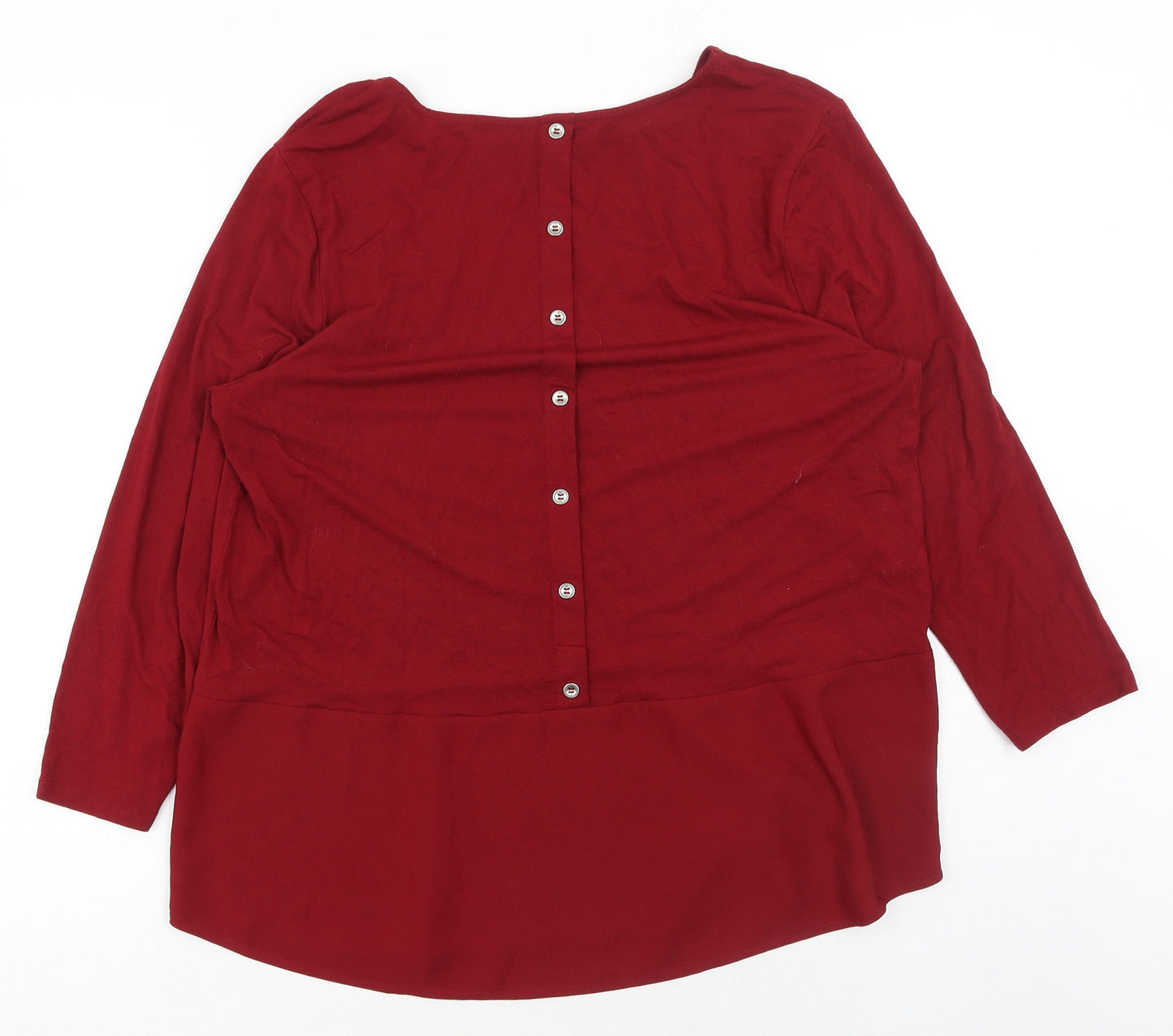 Warehouse Womens Red Viscose Basic Blouse Size 18 Boat Neck