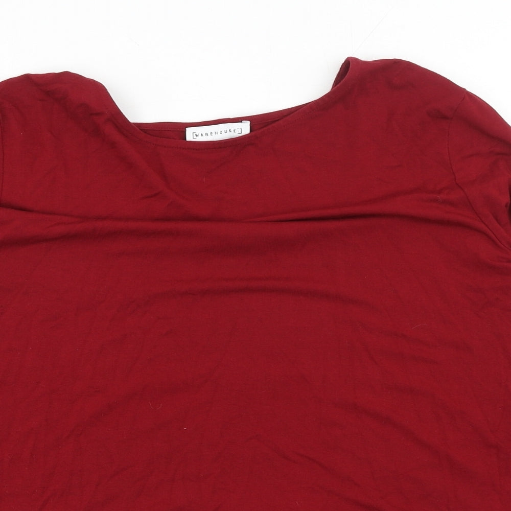 Warehouse Womens Red Viscose Basic Blouse Size 18 Boat Neck