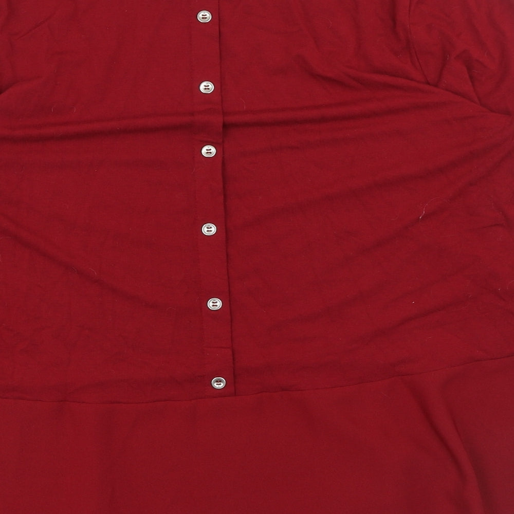 Warehouse Womens Red Viscose Basic Blouse Size 18 Boat Neck
