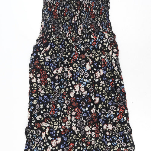 NEXT Womens Black Floral Polyester Trapeze & Swing Size 12 V-Neck Tie