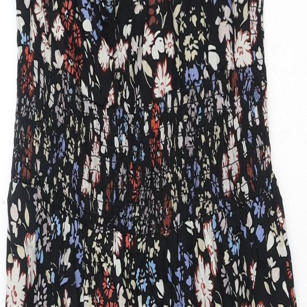 NEXT Womens Black Floral Polyester Trapeze & Swing Size 12 V-Neck Tie