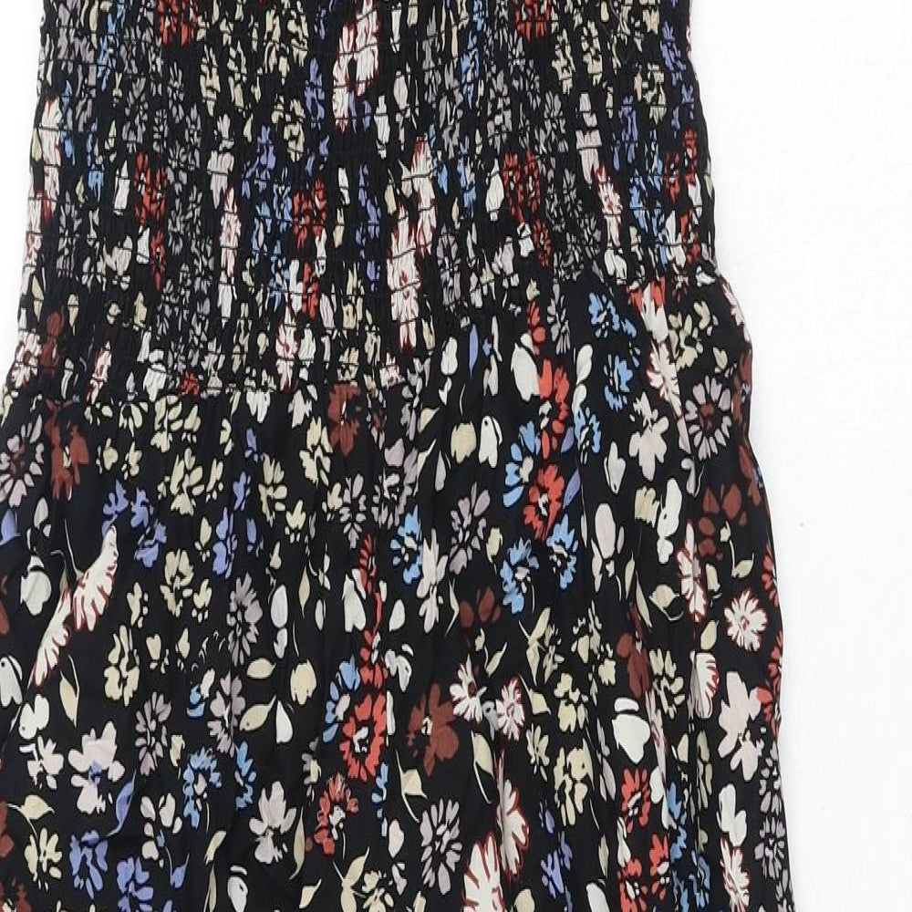 NEXT Womens Black Floral Polyester Trapeze & Swing Size 12 V-Neck Tie