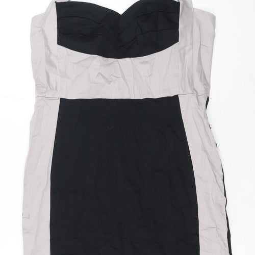 Fashion Union Womens Grey Colourblock Cotton Bodycon Size 16 Halter Zip