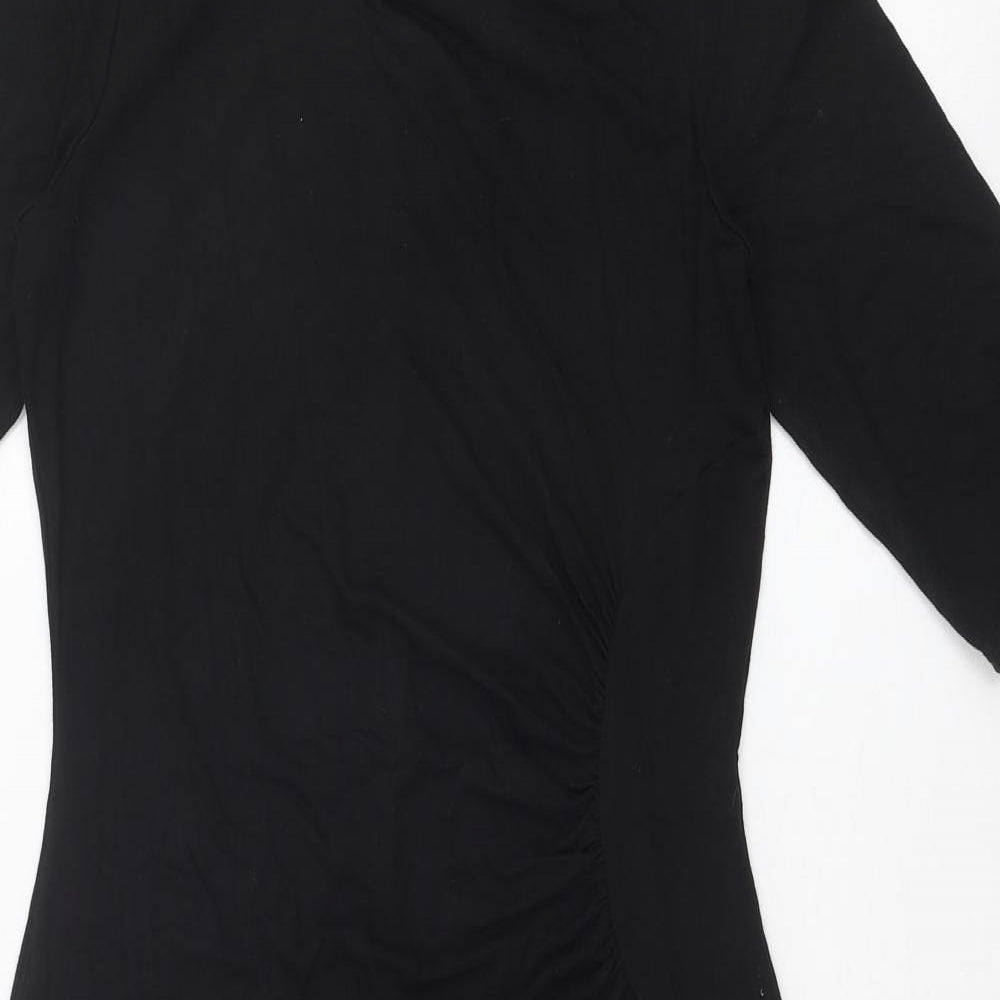 F&F Womens Black Herringbone Viscose Bodycon Size 10 Round Neck Pullover