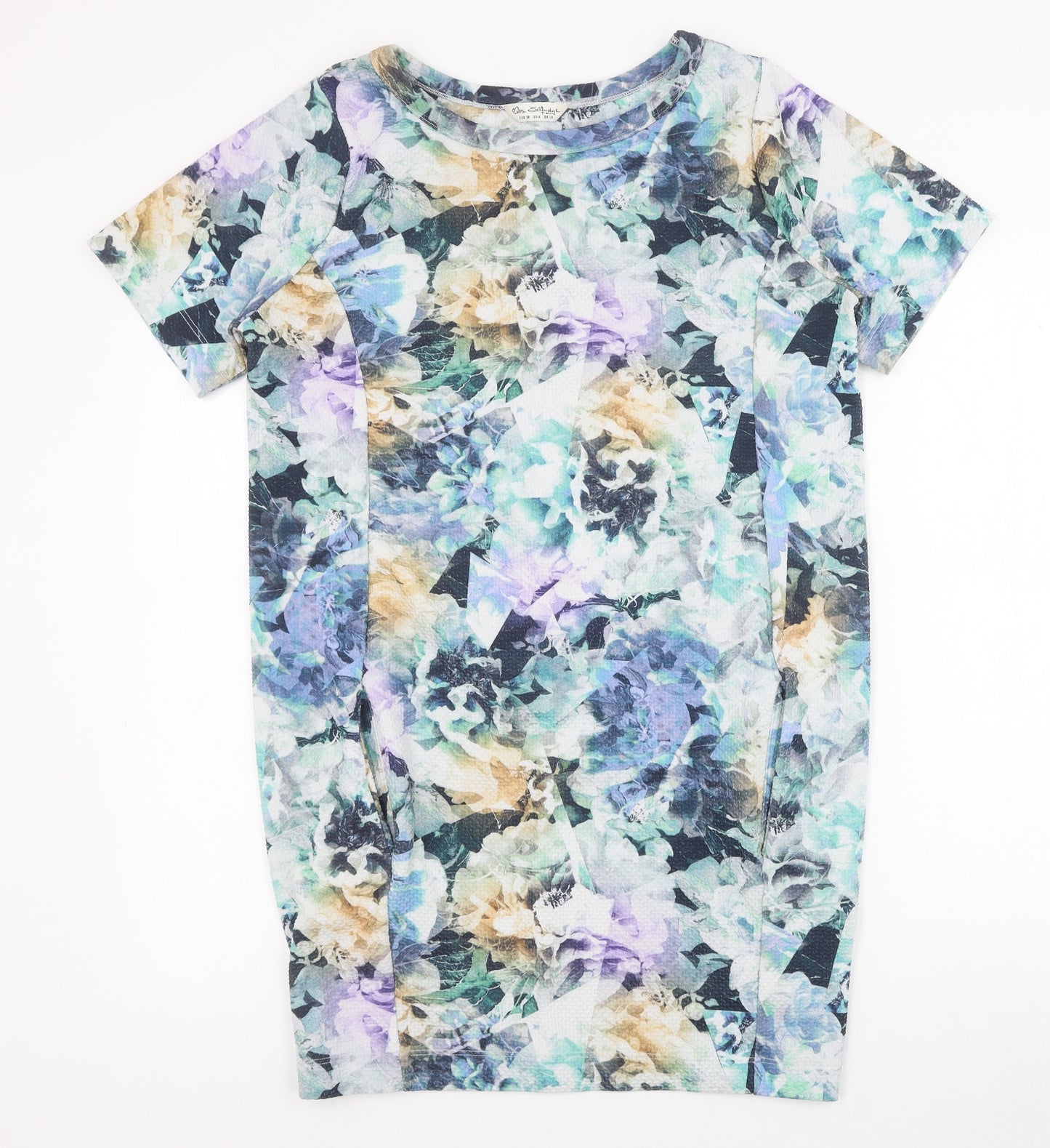 Miss Selfridge Womens Blue Floral Polyester T-Shirt Dress Size 10 Round Neck Pullover