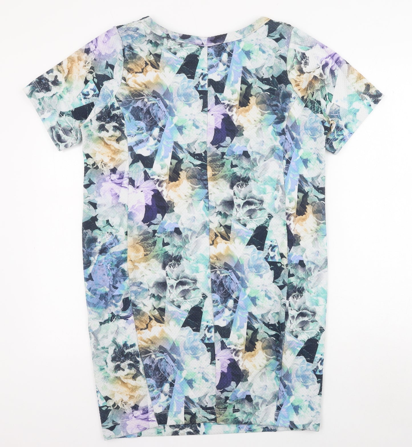 Miss Selfridge Womens Blue Floral Polyester T-Shirt Dress Size 10 Round Neck Pullover