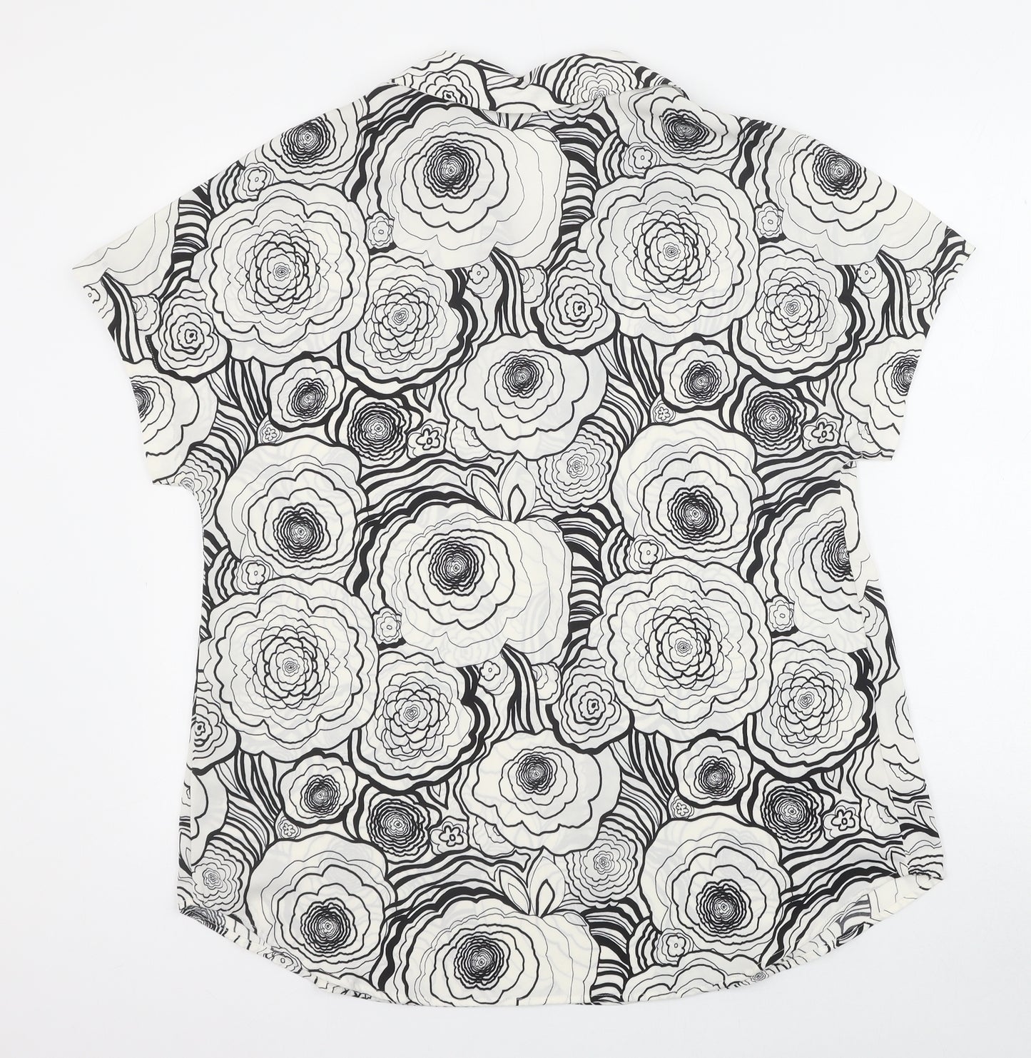 Marks and Spencer Womens Ivory Floral Polyester Basic Blouse Size 10 V-Neck