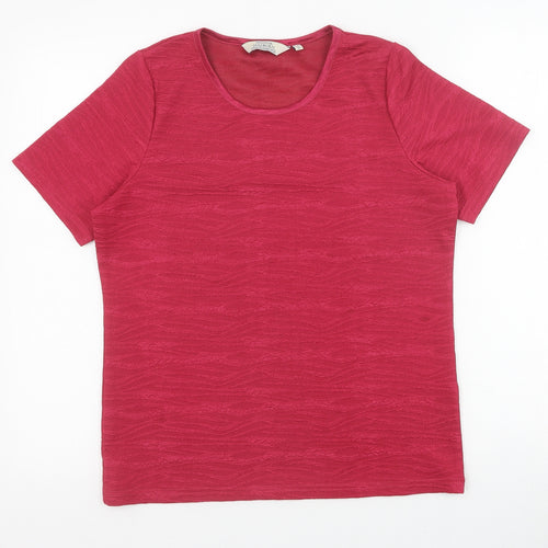 EWM Womens Red Polyester Basic T-Shirt Size S Round Neck