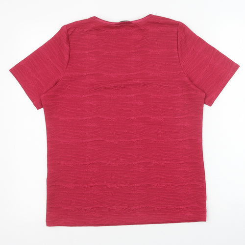 EWM Womens Red Polyester Basic T-Shirt Size S Round Neck