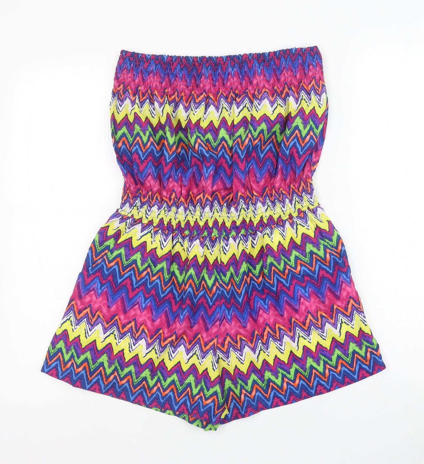 Primark Womens Multicoloured Geometric Polyester Playsuit One-Piece Size 10 Pullover