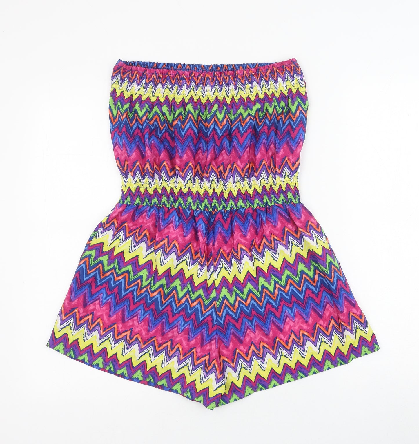 Primark Womens Multicoloured Geometric Polyester Playsuit One-Piece Size 10 Pullover