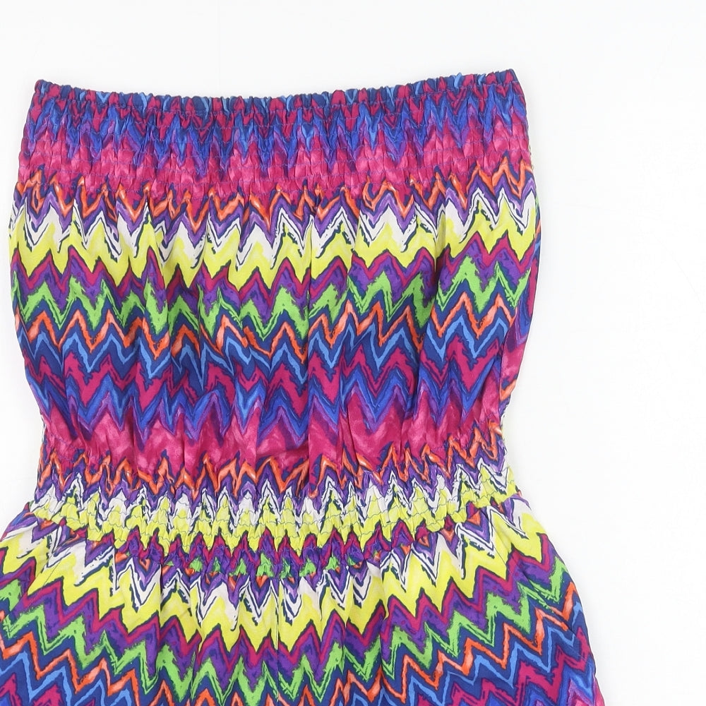 Primark Womens Multicoloured Geometric Polyester Playsuit One-Piece Size 10 Pullover