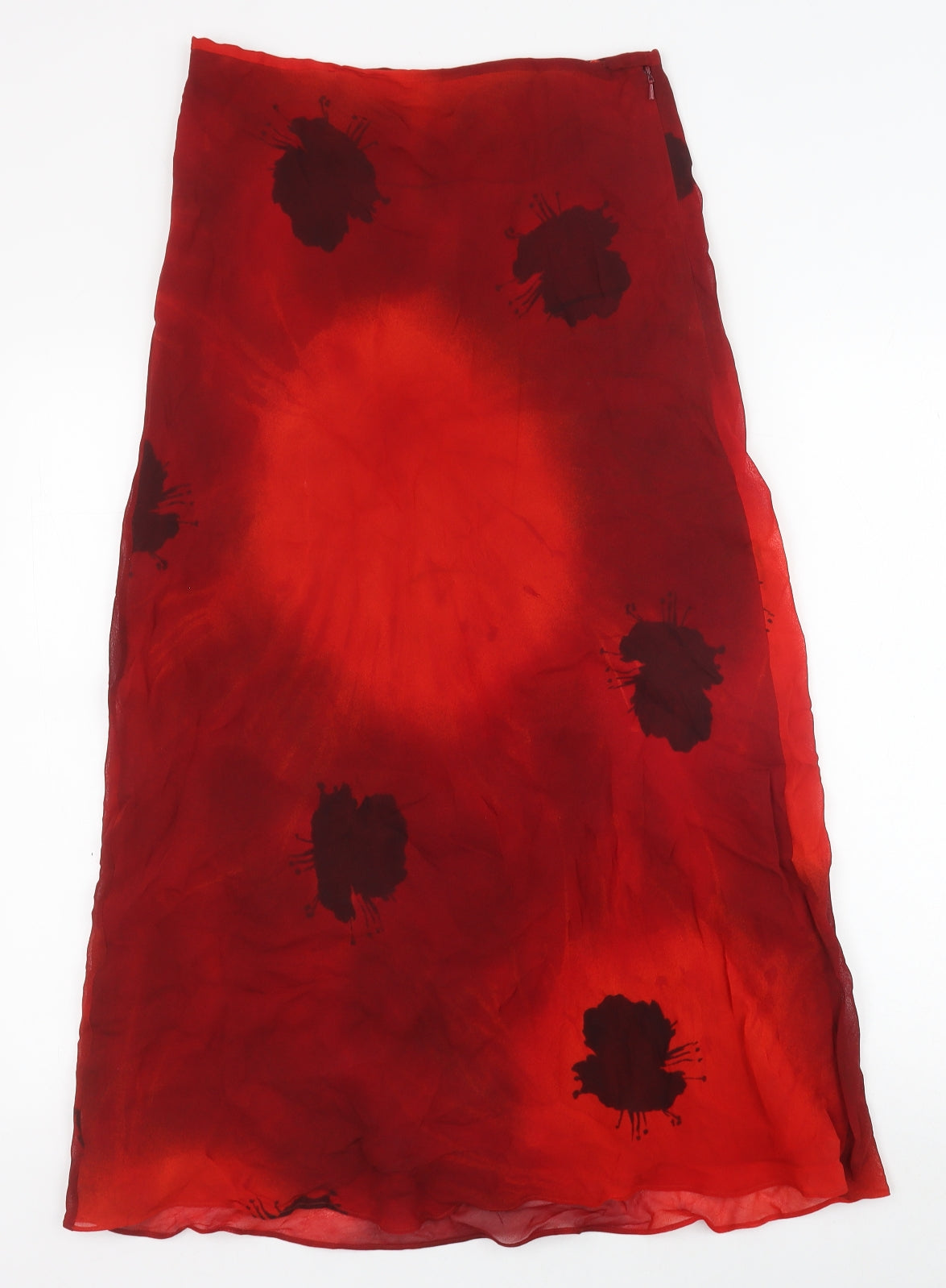 Episode Womens Red Geometric Viscose Peasant Skirt Size 10 Zip