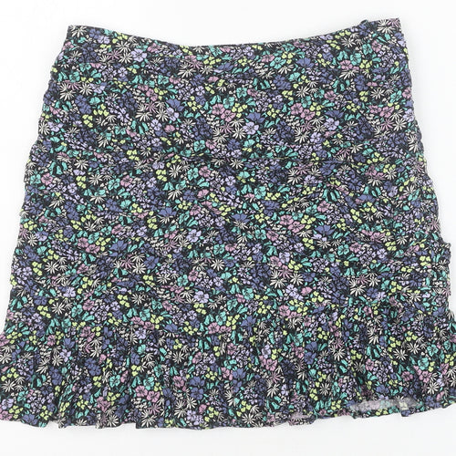 Marks and Spencer Girls Multicoloured Floral Viscose A-Line Skirt Size 12-13 Years Regular Zip