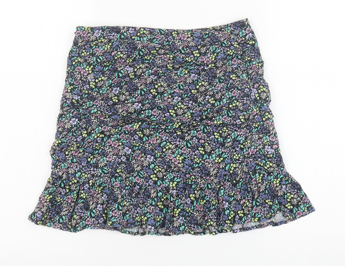 Marks and Spencer Girls Multicoloured Floral Viscose A-Line Skirt Size 12-13 Years Regular Zip
