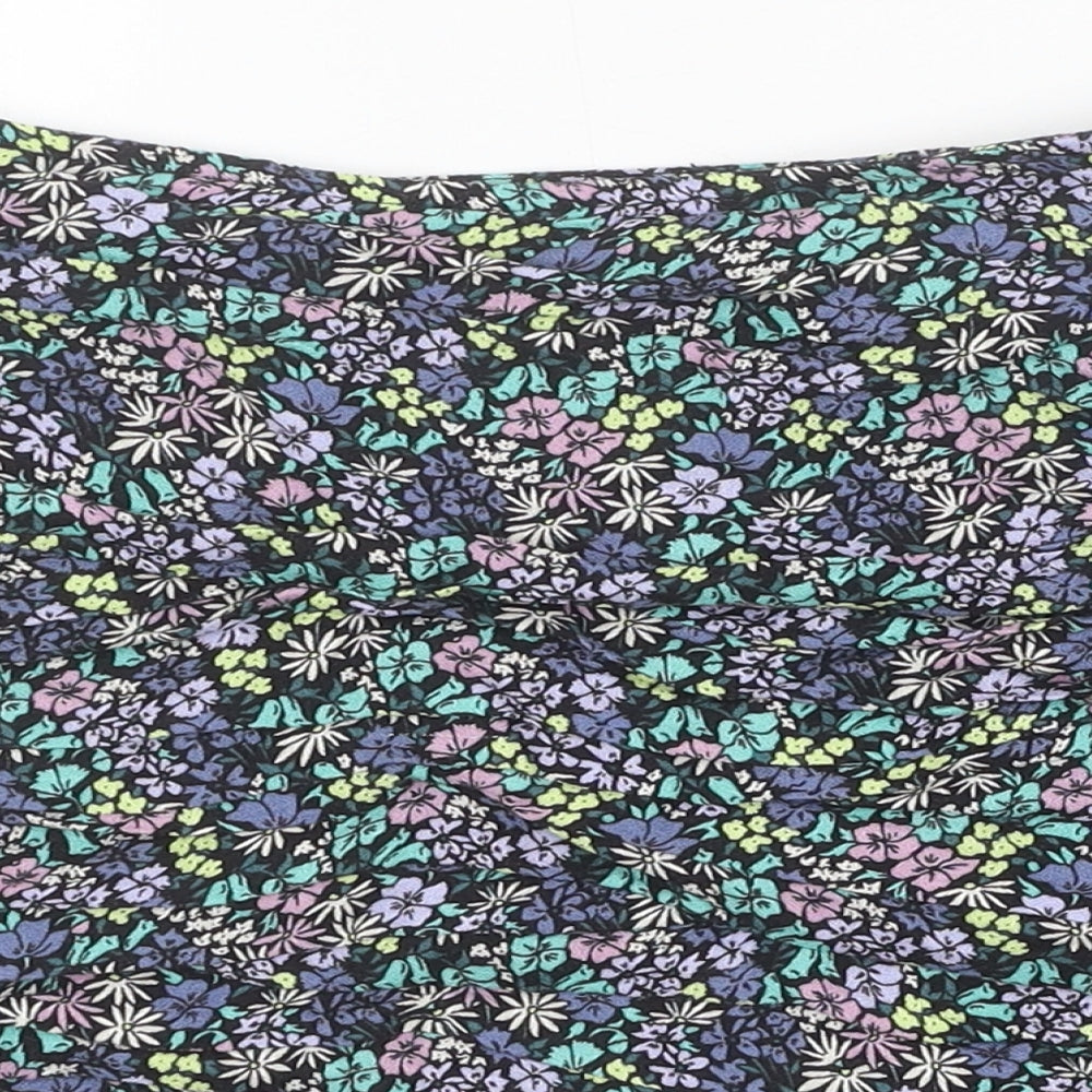 Marks and Spencer Girls Multicoloured Floral Viscose A-Line Skirt Size 12-13 Years Regular Zip
