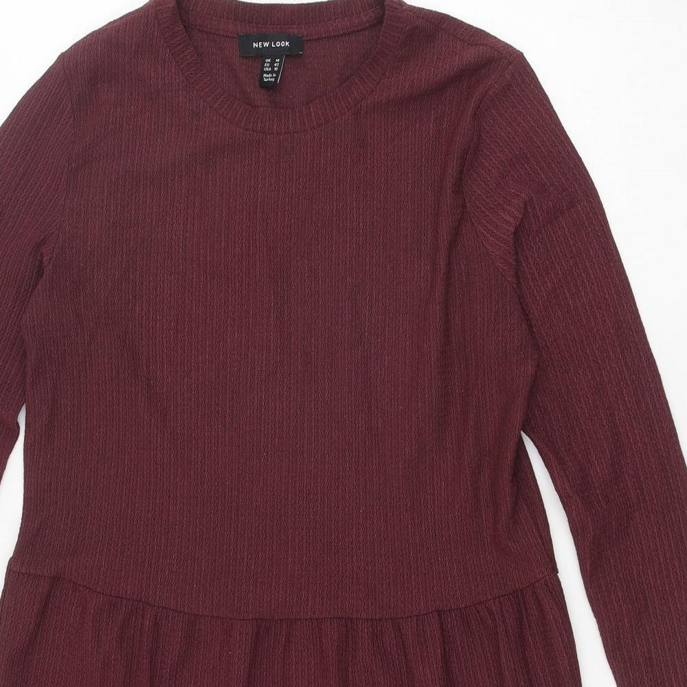New Look Womens Red Polyester Trapeze & Swing Size 14 Round Neck Pullover