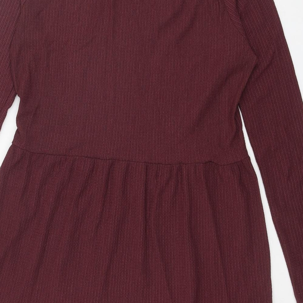 New Look Womens Red Polyester Trapeze & Swing Size 14 Round Neck Pullover