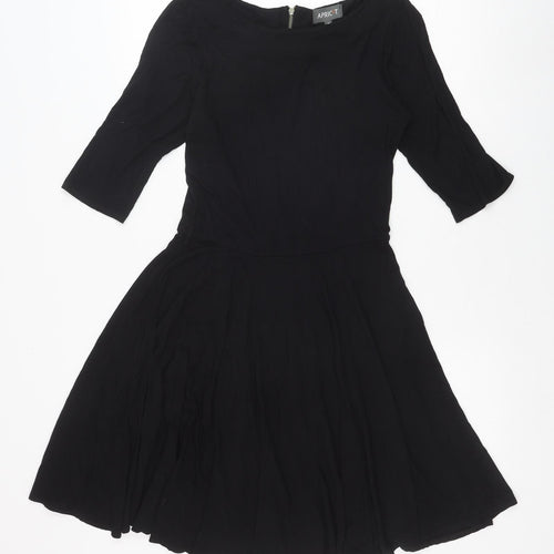 Apricot Womens Black Viscose Trapeze & Swing Size S Boat Neck Zip
