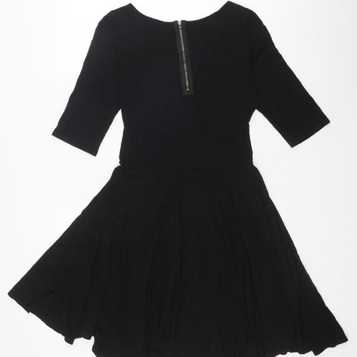 Apricot Womens Black Viscose Trapeze & Swing Size S Boat Neck Zip