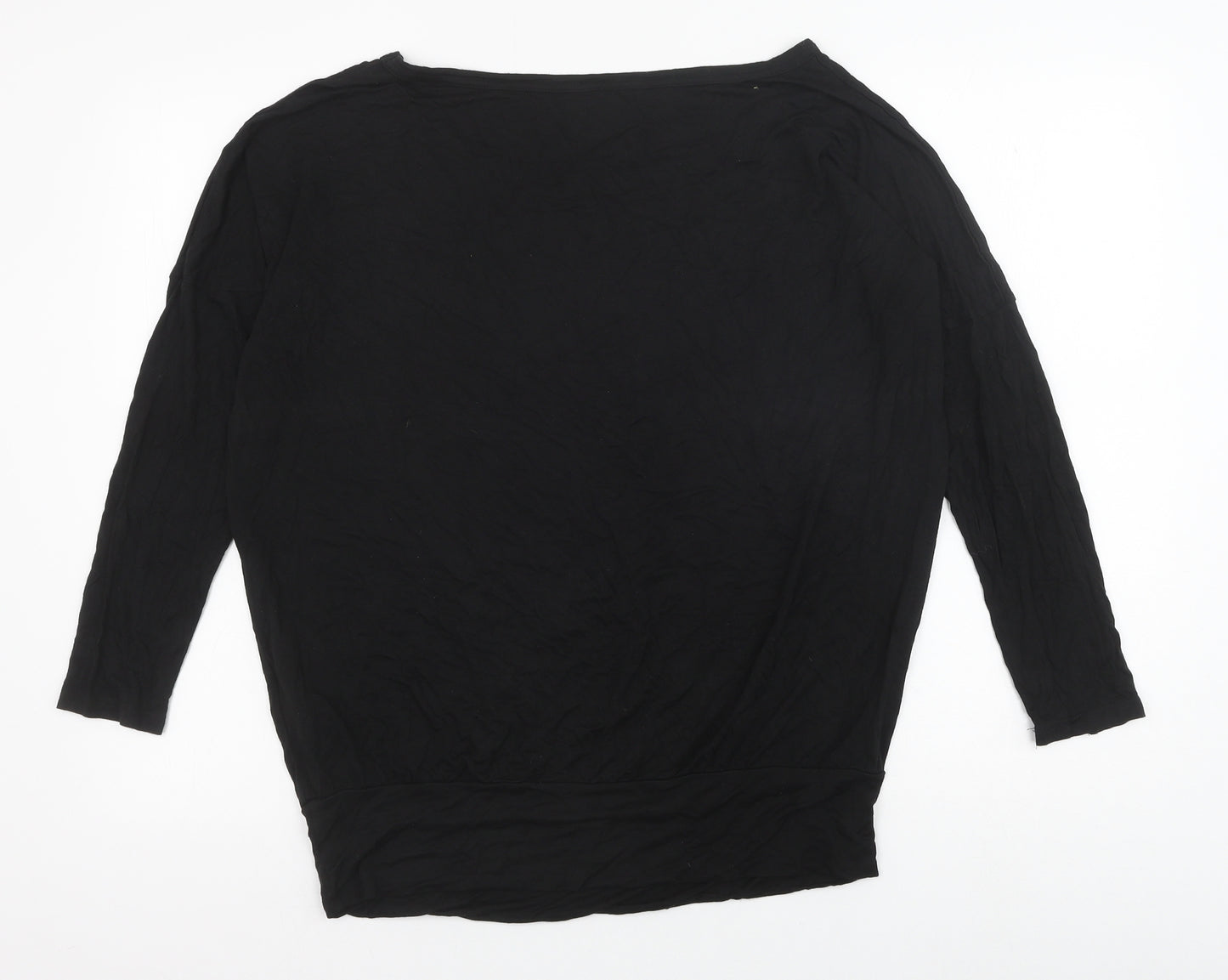 EMP Womens Black Viscose Tunic Blouse Size S Boat Neck - Music Butterfly