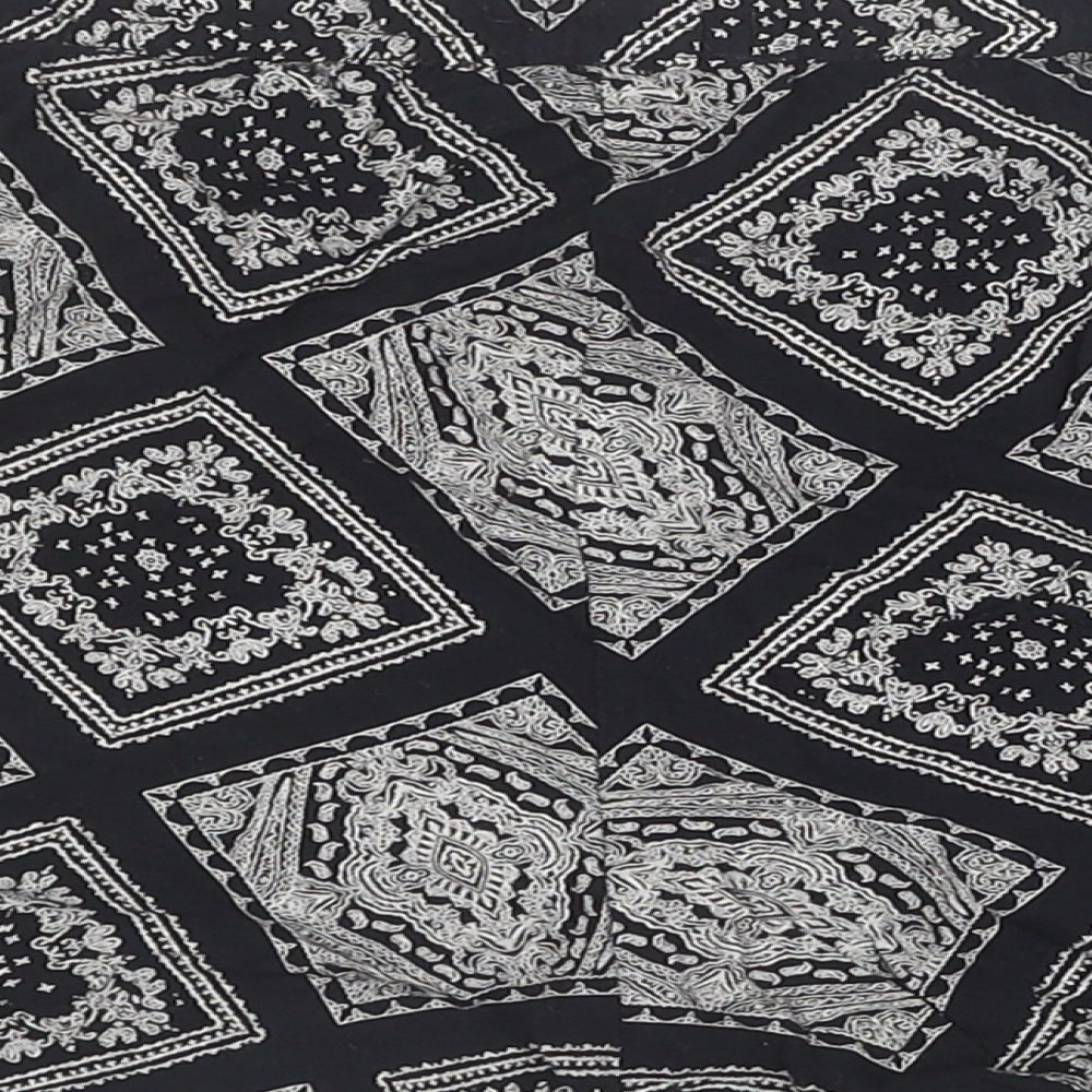 Primark Womens Black Geometric Viscose Basic Shorts Size 14 Regular Drawstring