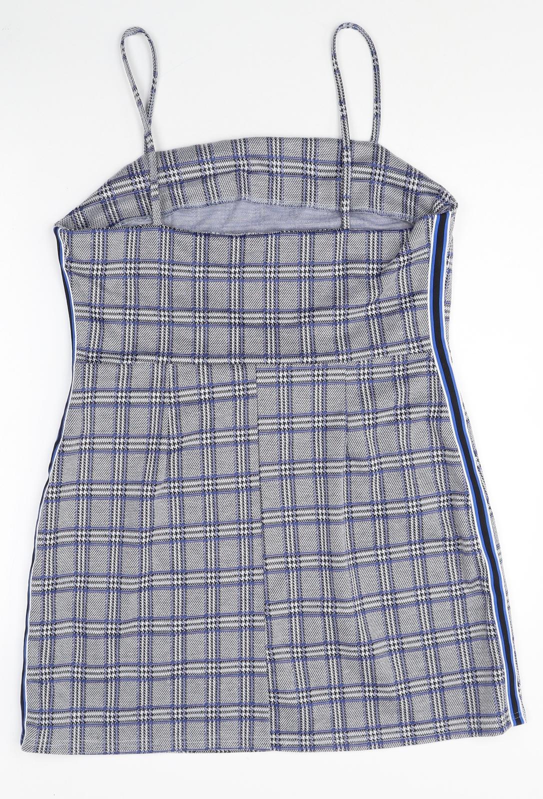 Primark Womens Green Plaid Polyester Mini Size 16 Square Neck Pullover