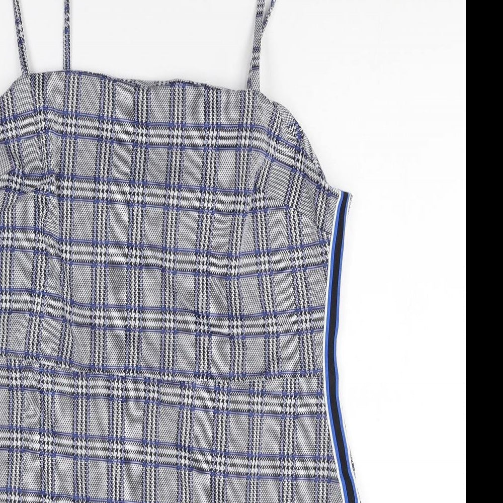 Primark Womens Green Plaid Polyester Mini Size 16 Square Neck Pullover