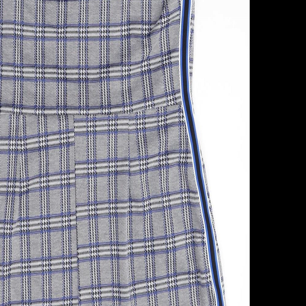 Primark Womens Green Plaid Polyester Mini Size 16 Square Neck Pullover