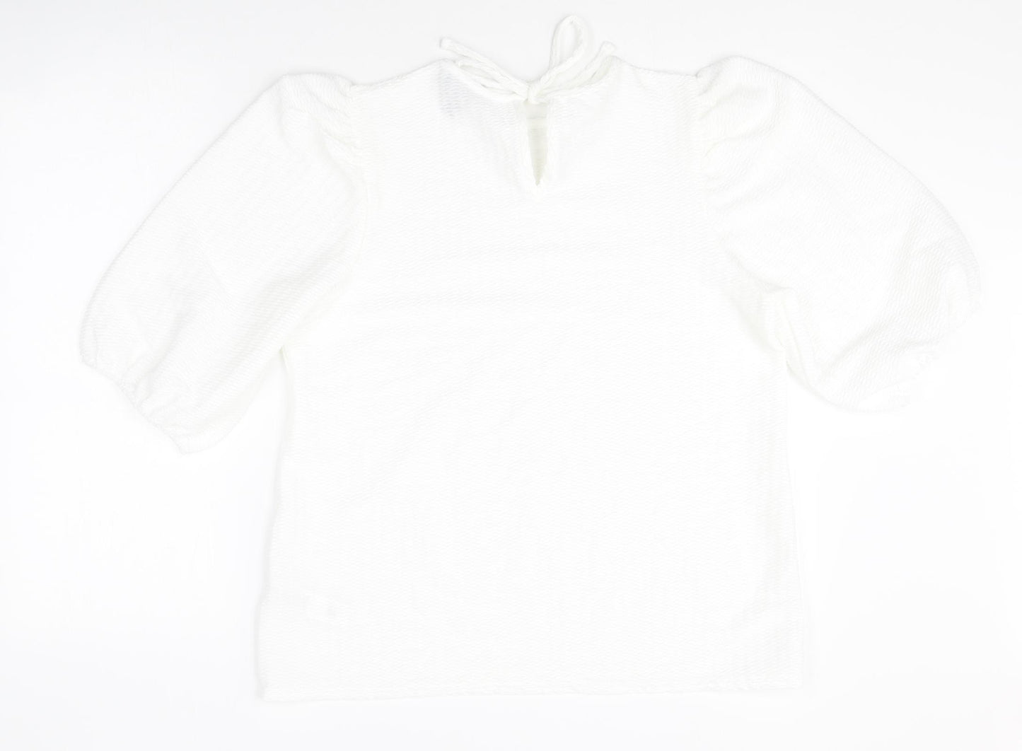 New Look Womens White Polyester Basic T-Shirt Size 14 Round Neck