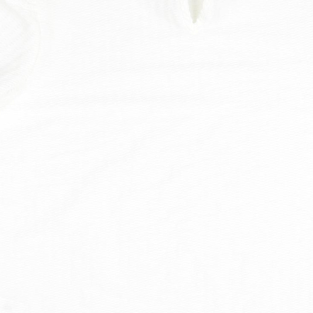 New Look Womens White Polyester Basic T-Shirt Size 14 Round Neck