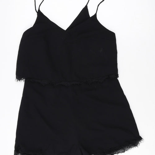 Easy Wear Womens Black Polyester Playsuit One-Piece Size 38 Zip